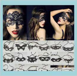 Masks Festive Supplies Home Garden Women Sexy Lady Lace Eye Mask For Party Halloween Venetian Masquerade Event Mardi Gras Dress Co5004505