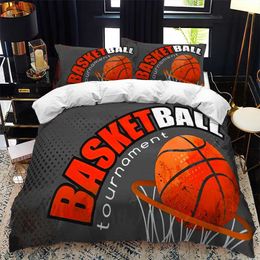 Bedding sets Childrens Basketball Down Duvet Set 3D Large Cool Sports Theme Childrens Basketball Game Polyester Bedding Set J240507