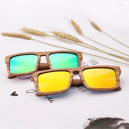 Sunglasses Zebra Wood Polarising UV400 Simple Square For Men And Women Vintage Fashion Frame Glasses TAC Lens
