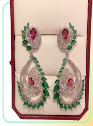 Hezekiah S925 silver Earrings Personality green Women039s Eardrop Dance party Superior quality Luxurious flowers 1831833