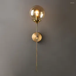 Wall Lamps Modern Glass Ball Gold Wrought Iron Long Led Light Fixtures For Bedroom Bedside Bathroom Mirror Luminaire
