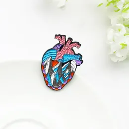 Brooches Glacier Mountain Heart Alloy Paint Brooch European And American Creative Colour Body Organ Badge Pin Lapel Bag Accessories Gift