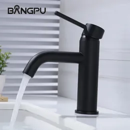 Bathroom Sink Faucets Basin Faucet Black 1 Hole Vanity Single Handle 304 Stainless Steel Deck Mounted