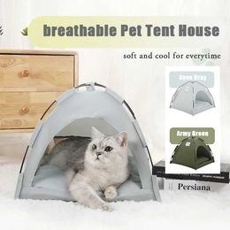 Cat Beds Furniture Cat-dog House Outdoor Pet Tent Bed Indoor Semi-Enclosed Cat Hut Accessories For Kitten And Puppy Summer Breathable Foldable d240508