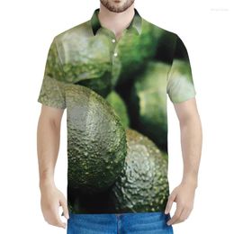 Men's Polos Fashion Avocado Graphic Polo Shirt For Men 3D Printed Fruits Short Sleeve Summer Street T-shirt Loose Lapel Button Tee Shirts