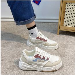 2024 New Spring Little White Shoes Low cut Thick Sole Versatile Casual Sports Red Board Shoes GAI
