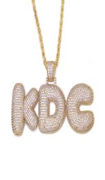 Custom Name Letters Pendant Necklaces For Mens Hip Hop Cubic Zircon Necklace Gold Silver Chain Jewelry1415085