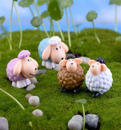 8pcs cartoon sheep Terrarium Miniatures Fairy Garden Flower Pot Statue Bonsai Resin Craft Gnome Zakka Dollhouse Home Accessories4871012