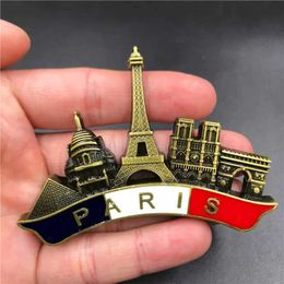 3PCSFridge Magnets France Paris Metal 3D Cute Magnet Fridge Sticker London Vienna Russia Egypt Pyramid Dubai Fridge Magnet Decoration Home Souvenir