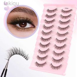 False Eyelashes SHIDISHANGPIN 5/10 Double False Eyelash Cat Eyelash Extension 3D Mink Half Eyelash Natural Makeup Artificial Cils maquiagem d240508