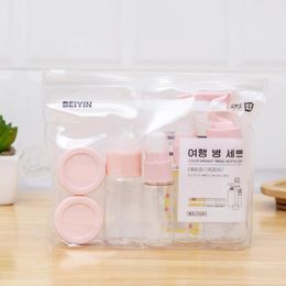 Storage Bottles 10pcs Travel Refillable Bottle Set Spray Lotion Shampoo Shower Gel Tube Plastic Bottling Empty Liquid Containers For