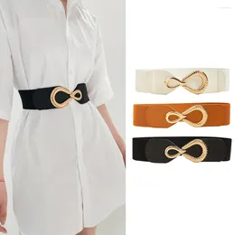 Belts Wide Elastic Waist Belt Ladies Retro Fashion PU Leather Dress Waistband For Women