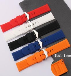 Watch Bands Watchband 16mm 18mm 19mm 20mm 22mm 24mm Black White Red Orange Blue Silicone Rubber Diver Band Straps Waterproof Tool 3762038