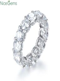 NiceGems 14k White Gold Eternity Band Round Brilliant Cut 7.7ctw Moissanite Wedding Ring band matching bandColor VVS1 Clarity4340687