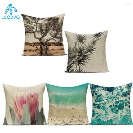 Pillow Polyester Beautiful Scenic Mountain Trees Flower Leaf Ocean Decorative Pillows Case Sofa Home Decoration Almofadas