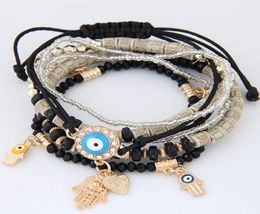 New Kabbalah Fatima Hamsa Hand Evil Eye Charms Bracelets Bangles Multilayer Braided Handmade Beads Pulseras For Women Men7256880