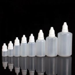 Bottles 50pcs 3/5/10/15/20/30/50/100ml Wholesale Eye Drop Refillable Bottle White Bottle Body Squeezable Dropper Bottle E Liquid Colour