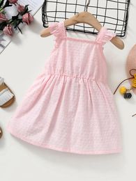 Girl Dresses Summer Baby Pink Halter Sleeveless Dress Loose A-Line Skirt Cute Beautiful Solid Colour Simple Style