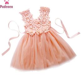 Girl's Dresses Cute summer dress suitable for baby girl clothing party lace chiffon floral dress fancy dry maid dress Sundress little girl dressL240508