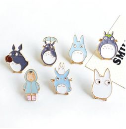 Whole 1pc Harajuku Unisex Alloy Enamel Anime Cute Totoro Girl Broche Badges Lapel Pin Safe Brooches Scarf Cool Boy Women Jewe5281491