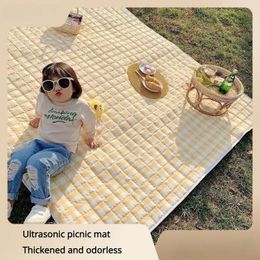 Ultrasonic Picnic Mat Thickened Waterproof Beach Blanket Camping Tent Grassland Mat Outdoor Camping Floor Mat Sleeping Pad 240508