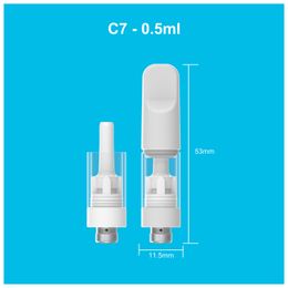 2024 New Tank 0.5ml 1.0ml 2.0ml Ceramic Cartridge PVC Foam Packaging 510 Thread Atomizer Empty 2.0mm Thick Oil Holes Carts White Allow Customise EU USA