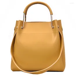 Shoulder Bags Female Concise Fashion Occident Style Handbags Solid Colour Yellow White Black Green Ladies Totes