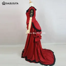 Party Dresses Custom Elegant Red Short Sleeves Vintage Victorian Bustle Ball Gowns Costumes Dress For