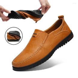 Casual Shoes Men Leather 2024 Male Slip On Formal Loafers Black Moccasins Driving Plus Size 47