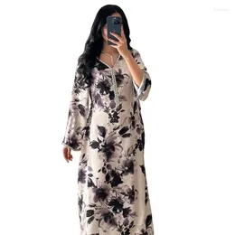 Ethnic Clothing Ramadan Muslim Print Dress Women Dubai Diamonds Abaya Turkey Kaftan Marocain Robe Saudi Arabic Gown Eid Djrellaba Islam