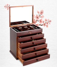 wooden handle With mirror Wood Jewellery Box Storage Gift Display Box Jewellery Lagre Gift Box Packaging casket gift boxes Bins6966111