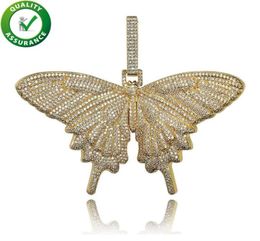 Iced Out Pendant Hip Hop Jewelry Luxury Designer Necklace Mens Gold Chain Pendants Bling Diamond Butterfly Charms Rapper Fashion A4185000