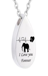 Memorial Jewelry Cremation Urn Ashes Elephant Pendant Stainless Steel Water droplets Keepsake Memorial Charms Pendant for Women1424935