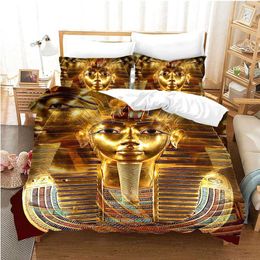 Bedding sets Ancient Egypt Designer Bedding Set Luxury 3D Print Comforter Duvet Cover Set King Queen Double Bed Size Pillowcases Home Textile J240507