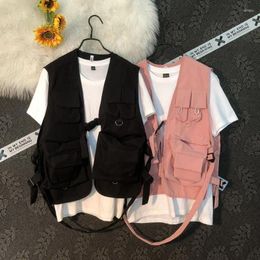 Men's Vests Japanese Functional Multi-pocket Work Vest Korean Cargo Streetwear 2024 Fashion Male Female Thin Aesthetic Jacket