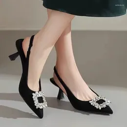Casual Shoes Ladies Summer 2024 Sexy Pointed Toe Simple Versatile Women's Fashion Rhinestone Banquet Party Dress High Heels