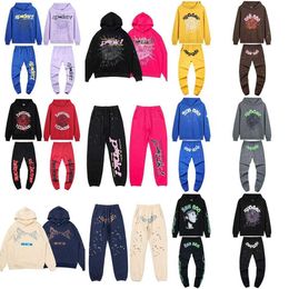 Fashion designer SpiderYoung Thug Star Same Style Spder Pink Hoodie Mens and Womens Pants Sweater Set