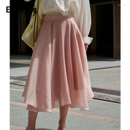 Skirts ENjoyce Summer Women Elegant Romantic High Waist Half Korean Style Casual Loose Skirt Lightweight A-line Flowing Dress