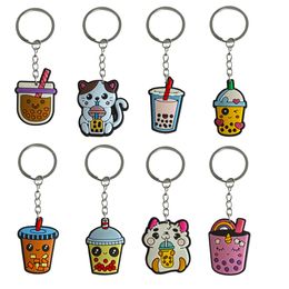 Keychains Lanyards Cartoon Milk Tea Cup 8 Keychain Boys For Tags Goodie Bag Stuffer Christmas Gifts Childrens Party Favors Keyring Sui Otyl2