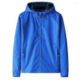 Men's Jackets Mens Blue Sports Jacket Waterproof Windproof Hooded Windbreaker Men Sportswear Casual Long Sleeve Top Oversized Boys 5xl