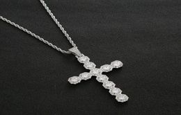 Large Cuban Pendant Necklace With Chain Gold Silver Cubic Zircon Men Women Hip hop Rock Jewelry7560707