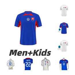 2024 2025 Slovakia Soccer Jerseys LOBOTKA HANCKO HARASLIN 24 25 SUSLOV BENES Home Blue Away White BOZENIK MAK POLIEVKA Football shirt DURIS SAUER DUDA Men Kids Kit top