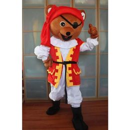 2024 Adult size Pirate Bear Mascot Costume halloween Carnival Unisex Adults Outfit fancy costume Cartoon theme fancy dress Advertising Suits