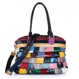 Bag One Shoulder Women's 2024 Leather Fashion Cow Colourful Fold System