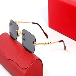 red lens sunglasses rectangular Yellow shape frameless sunglasses men women rimless sun glasses gold metal frame Eyewear lunettes fashi 232T