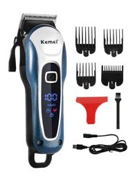 Electric Shavers KEMEI Professional Barber Hair Trimmer for Men Electric Beard Cutter Hair Cutting Machine with LED Display Hair Cut Cordless T240507