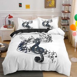 Bedding sets Musical Note Bedding Set 3pcs Music Theme Quilt Cover King/Queen Size With Pillowcase Fashionable Psychedelic Soft Duvet Cover J0507