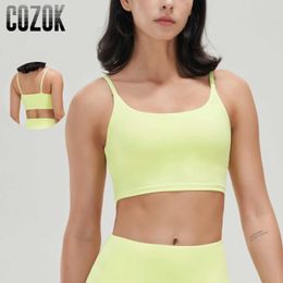 Active Underwear Lycra Sports Bra Yoga Tops Women Workout Tank Top Suspender Underwear Beauty Back Thin Shoulder Strap U Neck Sports Bra Gym Top d240508