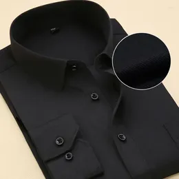 Men's Dress Shirts Design Men Twill Cotton Pure Colour White Business Formal Fashion Long Sleeve Social Big Size M-5XL