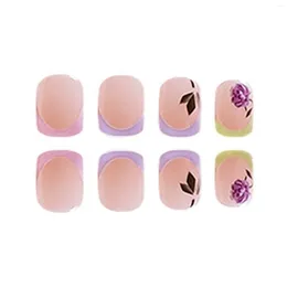 False Nails Nude Press On With Butterfly Printed Ultra-flexible Long Lasting Fake For Stage Performance Wear EIG88